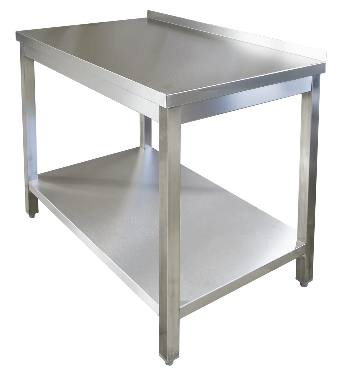 Edelstahl Arbeitstisch Profi 1200 x 700 mm - mit Grundboden und Aufkantung