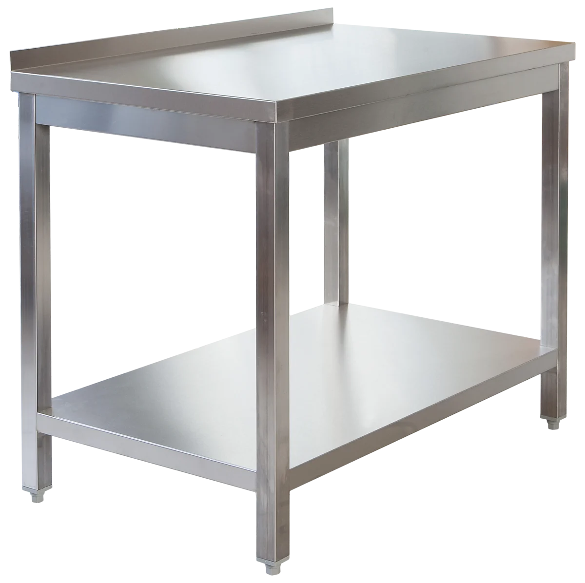 Edelstahl Arbeitstisch Profi 1600 x 600 mm - mit Grundboden und Aufkantung