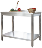 Edelstahl Arbeitstisch Profi 2000 x 600 mm - mit Grundboden und Aufkantung