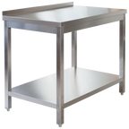Edelstahl Arbeitstisch Profi 2000 x 600 mm - mit Grundboden und Aufkantung