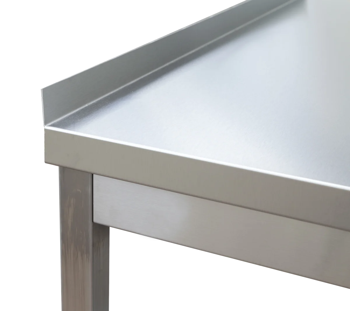 Edelstahl Arbeitstisch Profi 2000 x 600 mm - mit Grundboden und Aufkantung