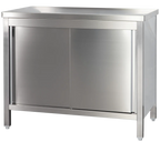 Edelstahl Arbeitsschrank Profi mit Schiebetüren - 1000 x 600 mm