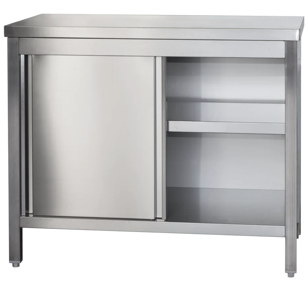 Edelstahl Arbeitsschrank Profi mit Schiebetüren - 1000 x 600 mm