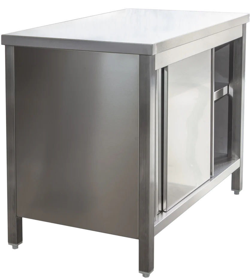 Edelstahl Arbeitsschrank Profi mit Schiebetüren - 1000 x 600 mm