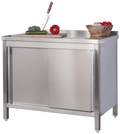 Edelstahl Arbeitsschrank Profi mit Schiebetüren und Aufkantung - 1000 x 600 mm