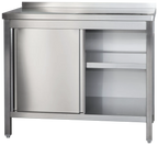 Edelstahl Arbeitsschrank Profi mit Schiebetüren und Aufkantung - 1000 x 600 mm