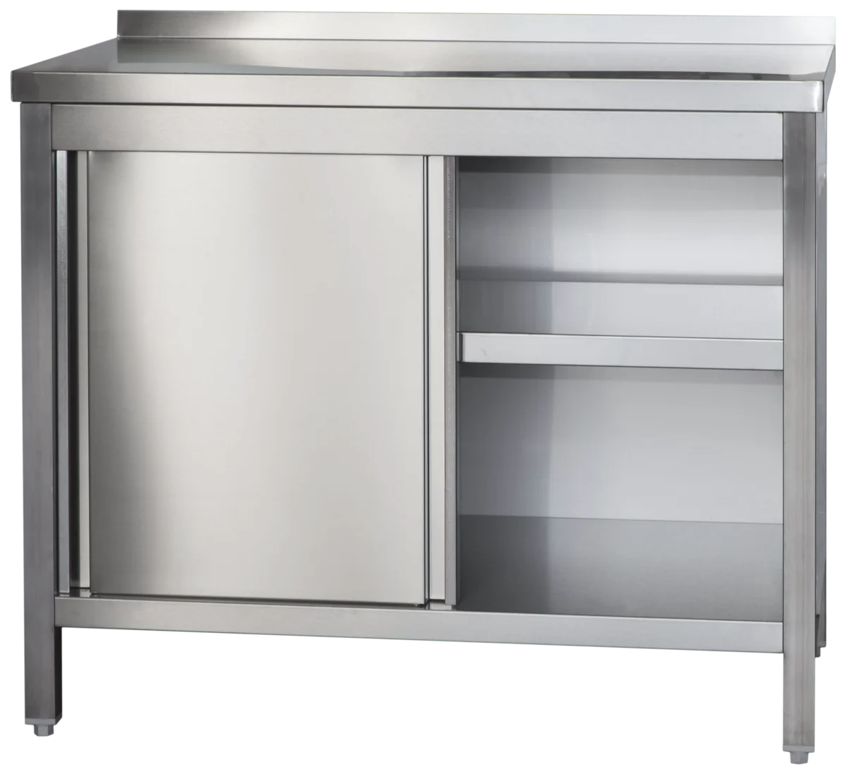 Edelstahl Arbeitsschrank Profi mit Schiebetüren und Aufkantung - 1000 x 600 mm