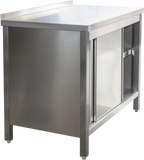 Edelstahl Arbeitsschrank Profi mit Schiebetüren und Aufkantung - 1000 x 600 mm