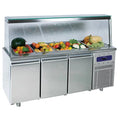 Mastro Saladette mit 3 Türen GN 1/1 und Glasstruktur, 5x GN 1/1 H=150 mm, -2°/+8°C