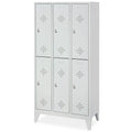 Stahl-Fächerschrank mit Füßen und Drehriegelverschluss, 6 Fächer, BxTxH 900x500x1850 mm