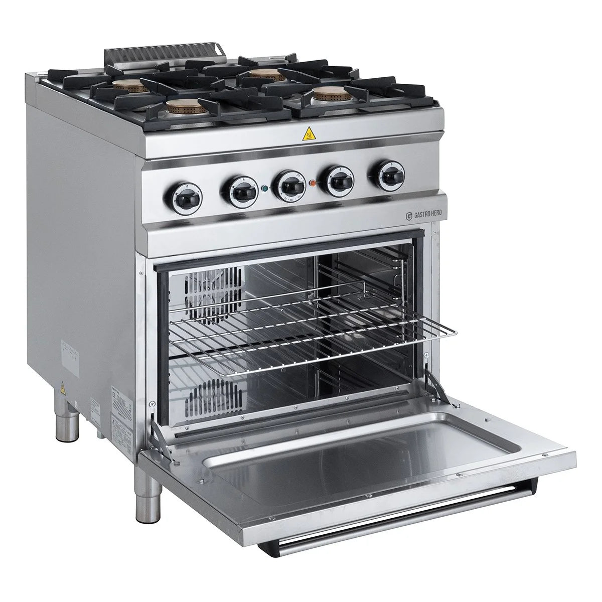Gasherd Serie 700 - 70/70 mit Elektrobackofen, Umluft  - 4 Kochstellen - 30,6 kW
