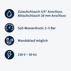 Gläserspülmaschine ECO 40x40 cm Korbmaß, mit Reiniger- & Klarspüldosierer, mit Ablaufpumpe & Enthärter, Made in Europe, 230 Volt