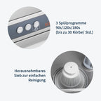 Gläserspülmaschine ECO 40x40 cm Korbmaß, mit Reiniger- & Klarspüldosierer, mit Ablaufpumpe & Enthärter, Made in Europe, 230 Volt