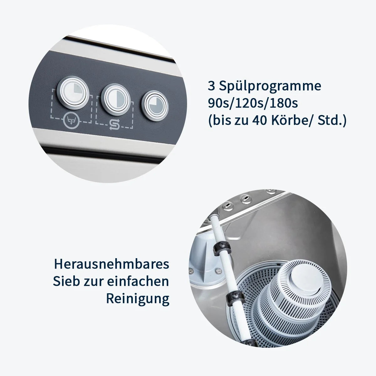 Geschirrspülmaschine ECO 50x50 cm Korbmaß, mit Reiniger- & Klarspüldosierer, mit Ablaufpumpe & Enthärter, Made in Europe, 230 Volt