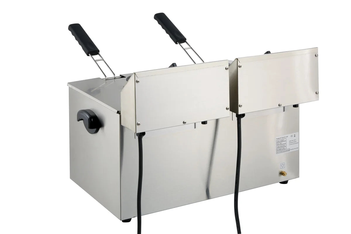Elektro-Doppel-Fritteuse ECO 10+10 Liter mit Ablasshahn