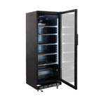 Getränkekühlschrank GK-360BB, 360 Liter Kühlraumvolumen, 4 verstellbare Einlegeböden, Innenbeleuchtung, Abschließbar, Schwarz