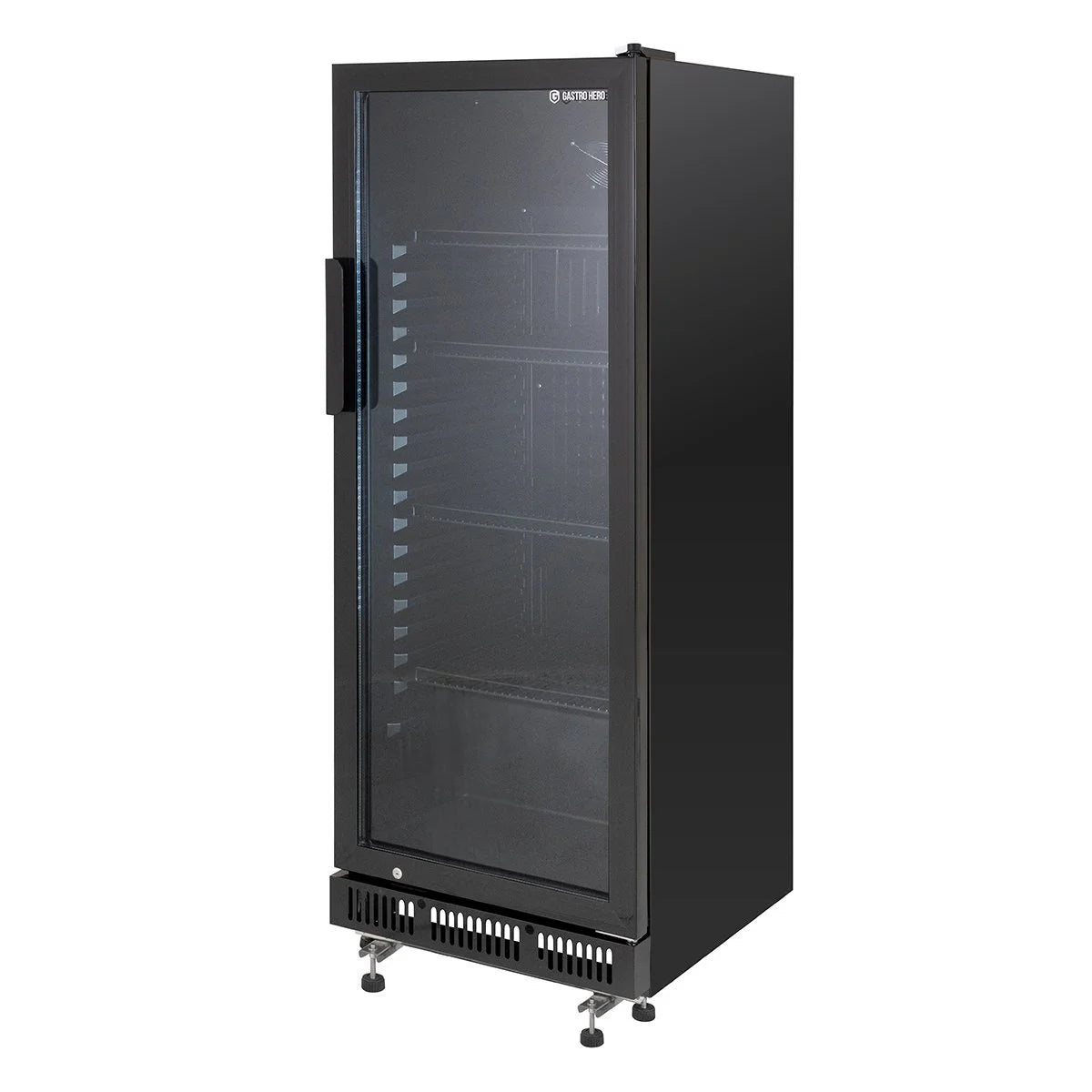 Getränkekühlschrank GKS-230, 230 Liter Kühlraumvolumen, 4 verstellbare Einlegeböden, Innenbeleuchtung, Abschließbar, Schwarz