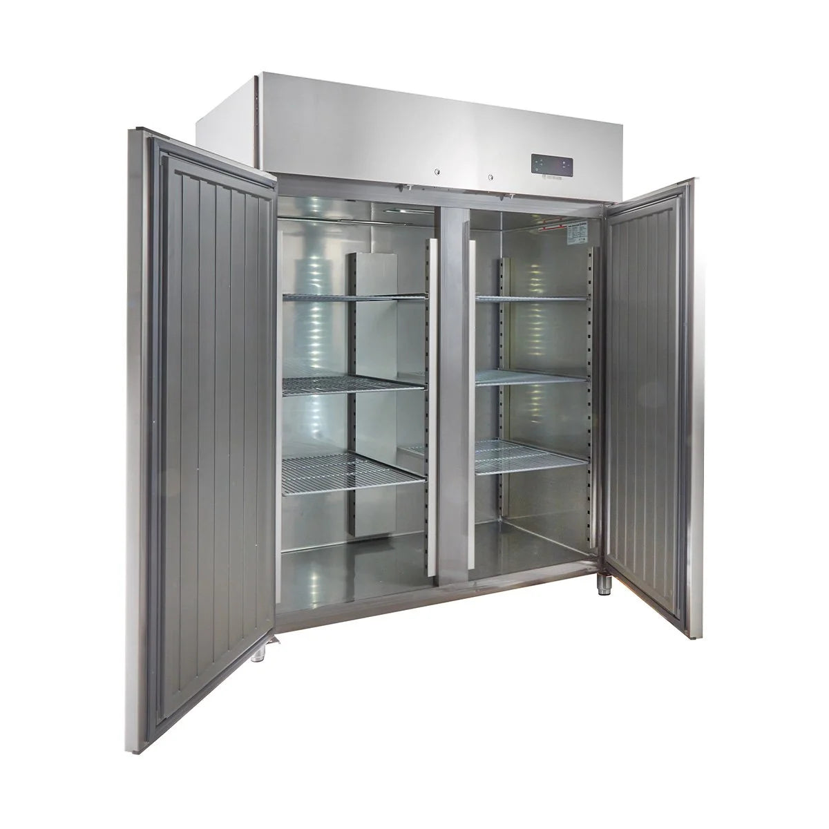 Gastronomie Tiefkühlschrank ECO 1400 GN 2/1 Monoblock, 1350 Liter Kühlraumvolumen, 6 verstellbare Einlegeböden, Robuste Bauweise, Edelstahl