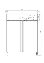 Gastronomie Kühlschrank ECO 1400 GN 2/1 Monoblock, 1350 Liter Kühlraumvolumen, 6 verstellbare Einlegeböden, Robuste Bauweise, Edelstahl