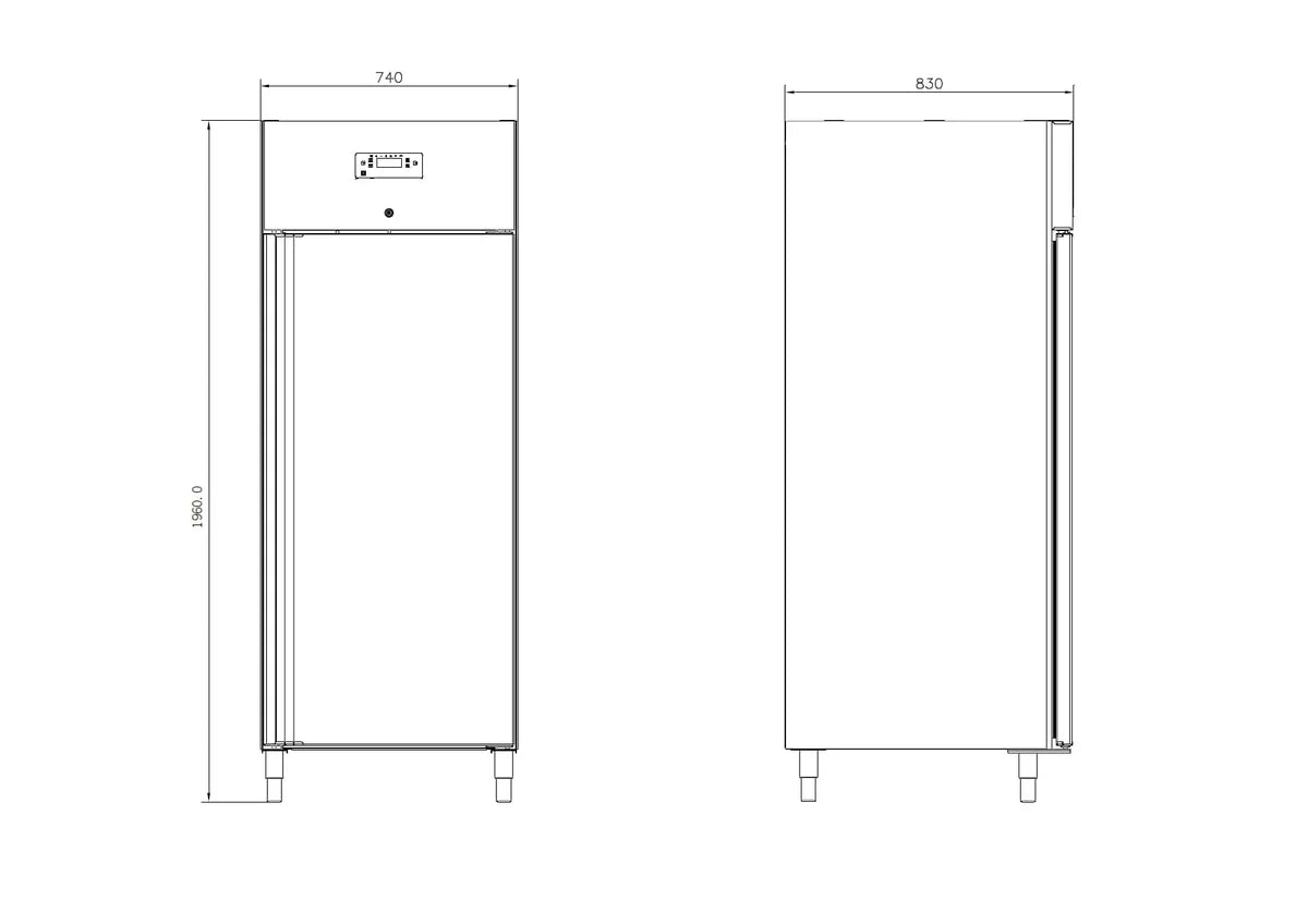Gastronomie Tiefkühlschrank ECO 700 GN 2/1 Monoblock, 616 Liter Kühlraumvolumen, 3 verstellbare Einlegeböden, Robuste Bauweise, Edelstahl