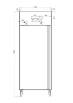 Gastronomie Tiefkühlschrank ECO 700 GN 2/1 Monoblock, 616 Liter Kühlraumvolumen, 3 verstellbare Einlegeböden, Robuste Bauweise, Edelstahl