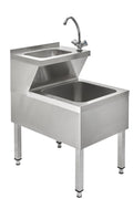 Handwasch-Ausgussbeckenkombination Basic 2, Kalt- und Warmwasserhahn