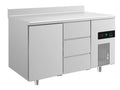 A&S Kühltisch -2 bis +8°C 1400x700x850mm mit 1x Tür und 1x drei Schubladen u. Aufkantung (2TDA)