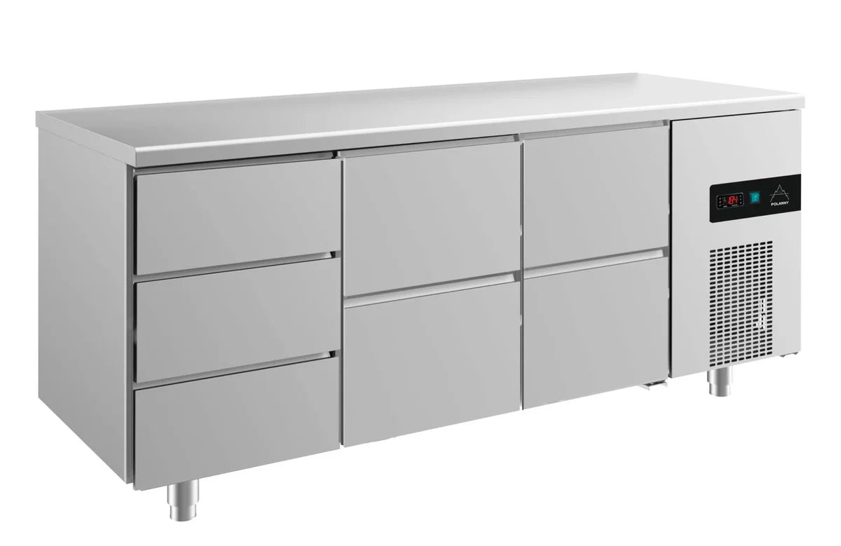 A&S Kühltisch -2 bis +8°C 1865x700x850mm mit 2x zwei Schubladen und 1x drei Schubladen (3DZZ)