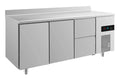A&S Kühltisch -2 bis +8°C 1865x700x850mm mit 2x Türen und 1x zwei Schubladen u. Aufkantung (3TTZA)