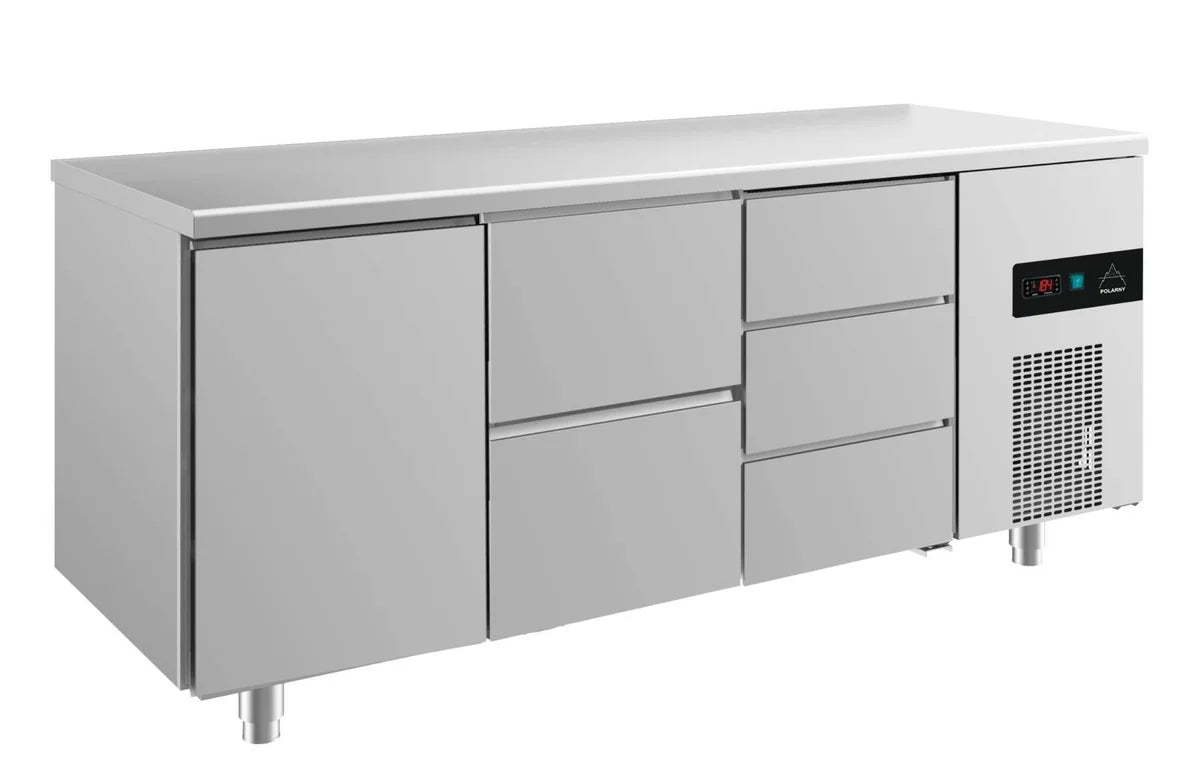 A&S Kühltisch -2 bis +8°C 1865x700x850mm mit 1x Tür, 1x zwei Schubladen und 1x drei Schubladen (3TZD)
