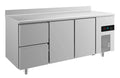 A&S Kühltisch -2 bis +8°C 1865x700x850mm mit 2x Türen und 1x zwei Schubladen u. Aufkantung (3ZTTA)
