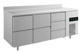 A&S Kühltisch -2 bis +8°C 1865x700x850mm mit 2x zwei Schubladen und 1x drei Schubladen u. Aufkantung (3ZZDA)