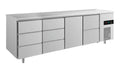 A&S Kühltisch -2 bis +8°C 2330x700x850mm mit 1x Tür, 1x zwei Schubladen und 2x 3 Schubladen (4DDTZ)