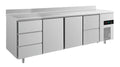 A&S Kühltisch -2 bis +8°C 2330x700x850mm mit 2x Türen, 1x zwei Schubladen und 1x 3 Schubladen u. Aufkantung (4DTTZA)
