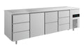 A&S Kühltisch -2 bis +8°C 2330x700x850mm mit 1x Tür, 1x zwei Schubladen und 2x 3 Schubladen (4DTZD)
