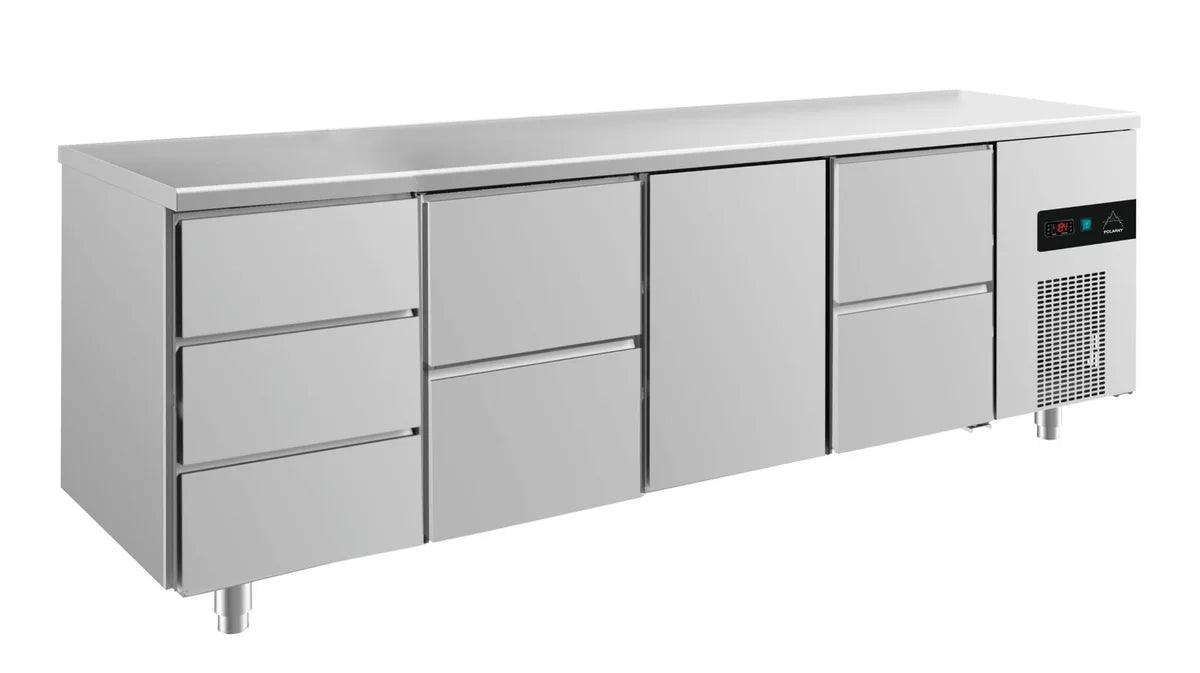 A&S Kühltisch -2 bis +8°C 2330x700x850mm mit 1x Tür, 2x zwei Schubladen und 1x 3 Schubladen (4DZTZ)