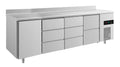 A&S Kühltisch -2 bis +8°C 2330x700x850mm mit 1x Tür, 1x zwei Schubladen und 2x 3 Schubladen u. Aufkantung (4TDDZA)