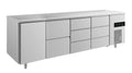 A&S Kühltisch -2 bis +8°C 2330x700x850mm mit 1x Tür, 1x zwei Schubladen und 2x 3 Schubladen (4TZDD)