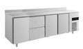 A&S Kühltisch -2 bis +8°C 2330x700x850mm mit 3x Türen und 1x zwei Schubladen u. Aufkantung (4TZTTA)