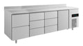 A&S Kühltisch -2 bis +8°C 2330x700x850mm mit 1x Tür, 1x zwei Schubladen und 2x 3 Schubladen u. Aufkantung (4ZDDTA)