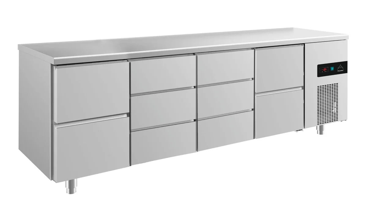A&S Kühltisch -2 bis +8°C 2330x700x850mm mit 2x zwei Schubladen und 2x drei Schubladen (4ZDDZ)