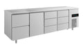 A&S Kühltisch -2 bis +8°C 2330x700x850mm mit 1x Tür, 1x zwei Schubladen und 2x 3 Schubladen (4ZTDD)