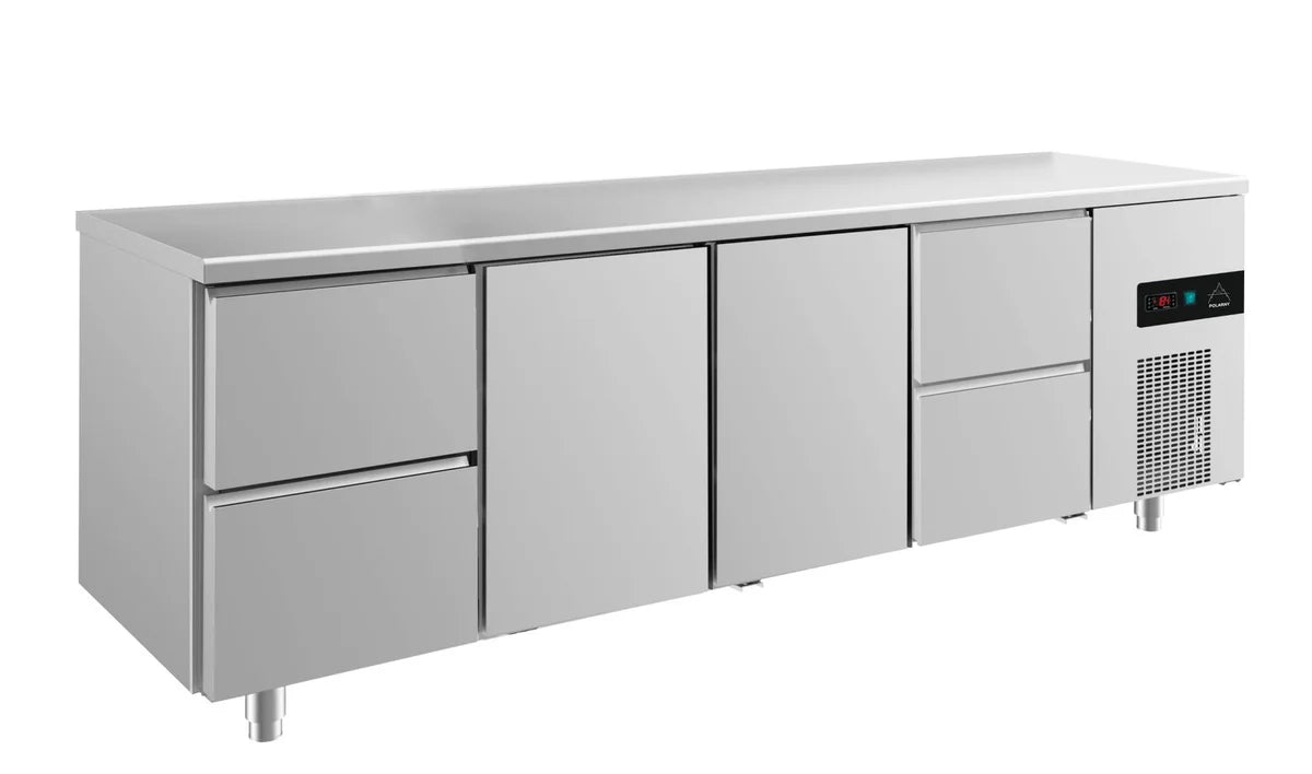 A&S Kühltisch -2 bis +8°C 2330x700x850mm mit 2x Türen und 2x zwei Schubladen (4ZTTZ)