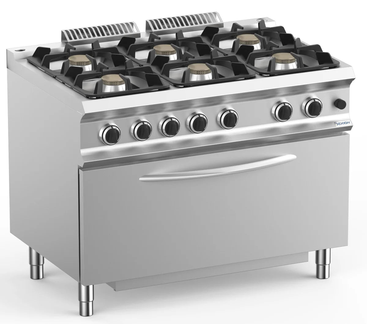 Gasherd Dexion Lux 700 - 110/73 mit Gasbackofen GN2/1 - 6 Kochstellen - 50 kW