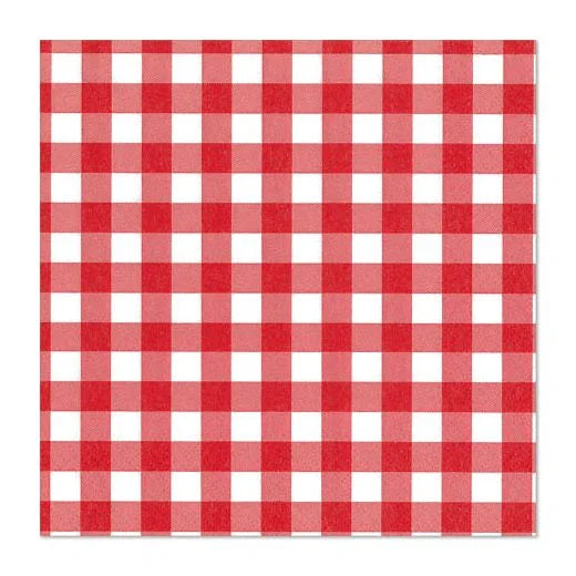 Papstar Servietten Vichy Karo, 3-lagig 1/4-Falz 33 cm x 33 cm rot - 100 Stk