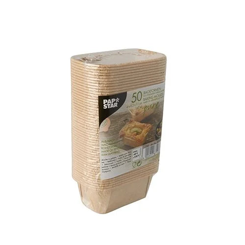 50 Backformen pure eckig 167 ml 4 cm x 6,5 cm x 11 cm braun