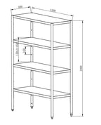 Edelstahl Regal Basic 1200x500x1800 mm, Selbstmontage