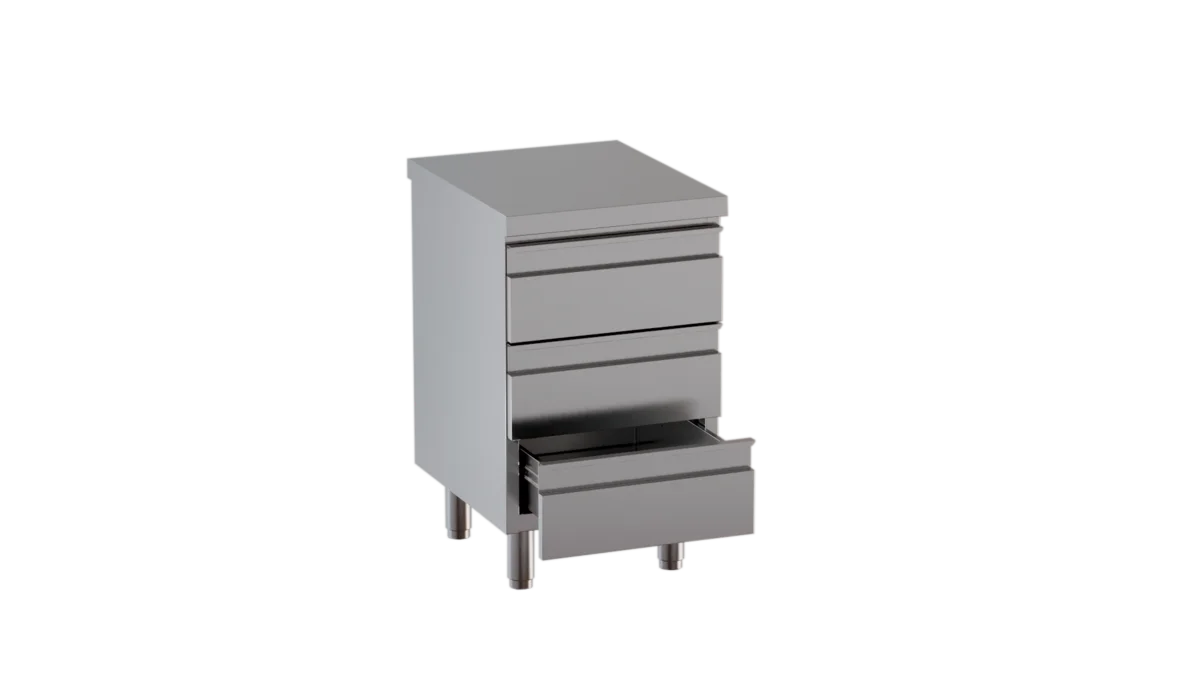 Edelstahl-Schubladenschrank ECO 3er Einheit 600 ohne Aufkantung