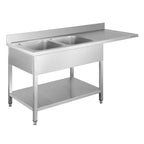 Spülzentrum Basic 16x6 mit 2 Becken links, Aufkantung und Grundboden