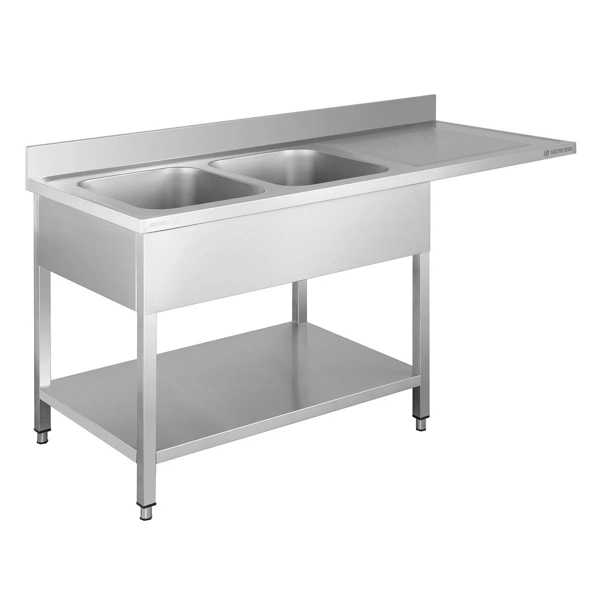 Spülzentrum Basic 16x6 mit 2 Becken links, Aufkantung und Grundboden